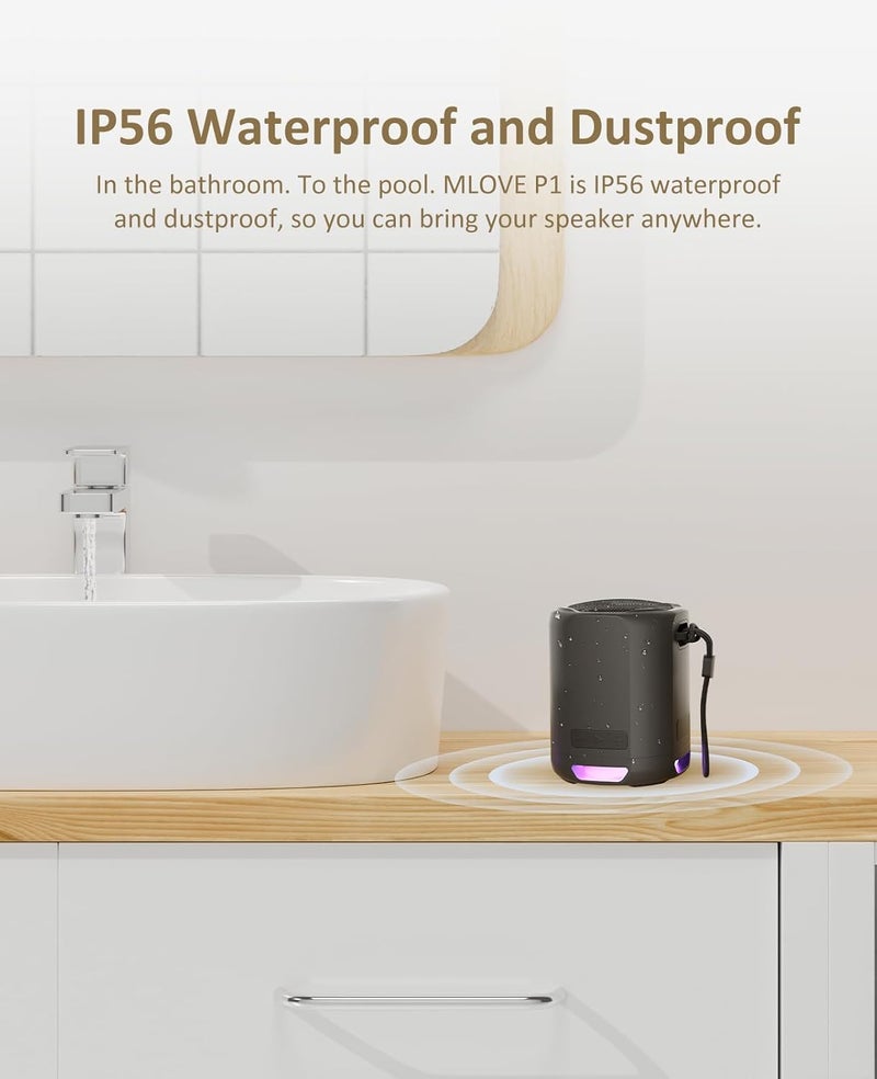 MLOVE P1 Portable Bluetooth Speaker 12 Watts Music Box with Powerful Sound and Colourful Lights 12 Hours Playtime Waterproof Dustproof TWS for Party - Image 5