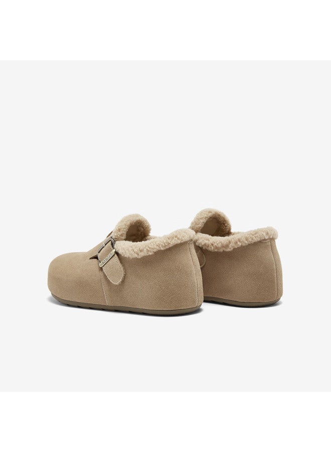 Basto 26 Spring Thick Sole Birkenstock Casual Slip-on Women's Loafers D3787am6 Apricot Suede Lining Size 37 - Image 2