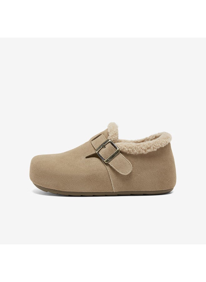 Basto 26 Spring Thick Sole Birkenstock Casual Slip-on Women's Loafers D3787am6 Apricot Suede Lining Size 37 - Image 1