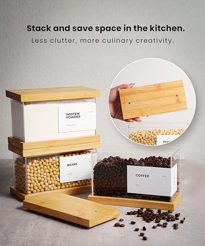APT 1101 Bamboo Food Dispenser | Kitchen Organizers and Storage | Airtight Pantry Organizers and Storage Container | Cereal, Rice, Flour, Snack Storage (2, Large) - Image 4