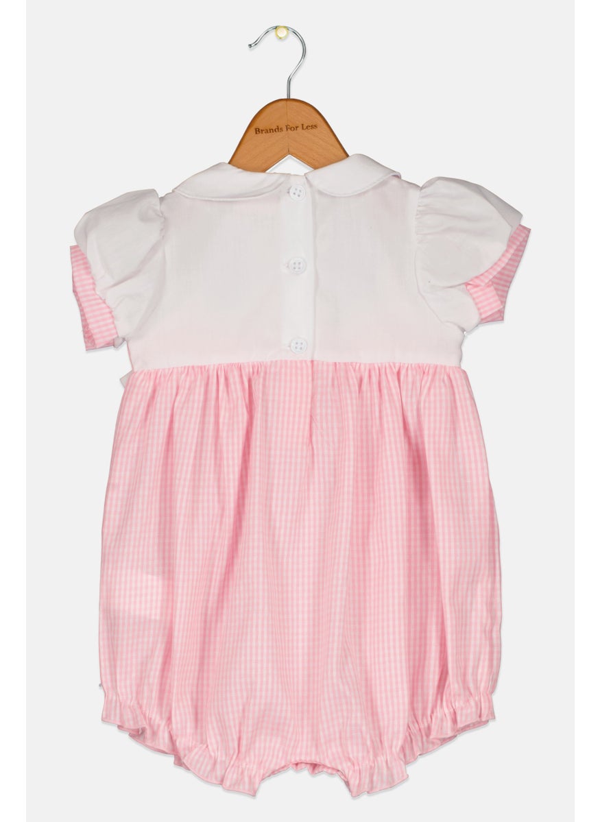 Rock-A-Bye Baby Boutique Toddler Girls Cap Sleeves Checkered Body Romper, Pink  - Image 2
