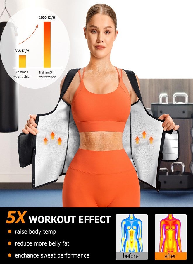 TrainingGirl بدلة ساونا رياضية نسائية من TrainingGirl، مشدّ للخصر، سترة أثقال، قميص تنحيف الجسم - Image 4