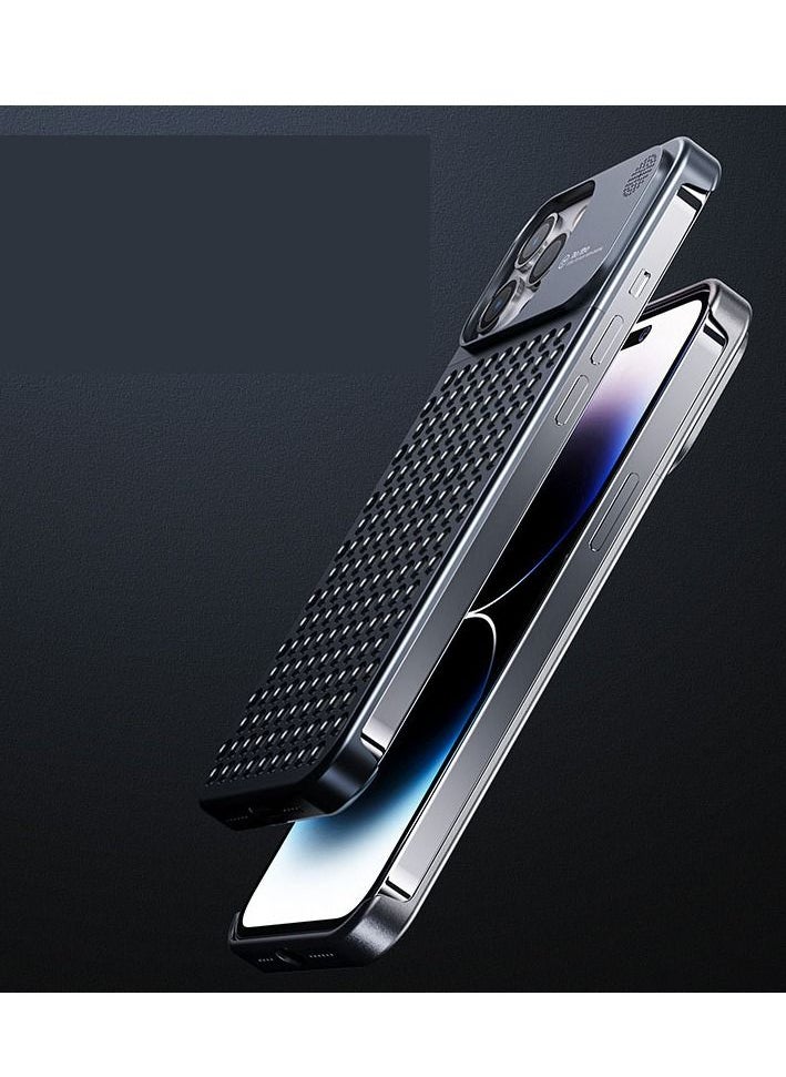 Generic - Phone case with aromatherapy, metal border phone case, fast heat dissipation, mesh breathable phone case, drop and shockproof, suitable for Apple iPhone 14 Pro Max/14Pro/14Plus/14 - Image 1