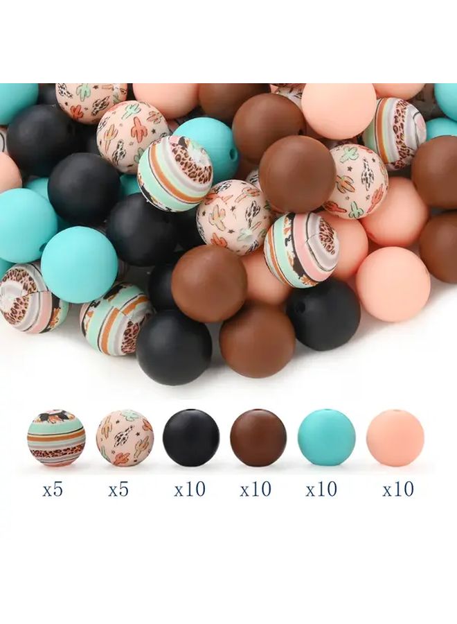 Style 1 Non Toxic Silicone Beads Set Multi Color Patterns for DIY Jewelry Making Crafts - Image 2