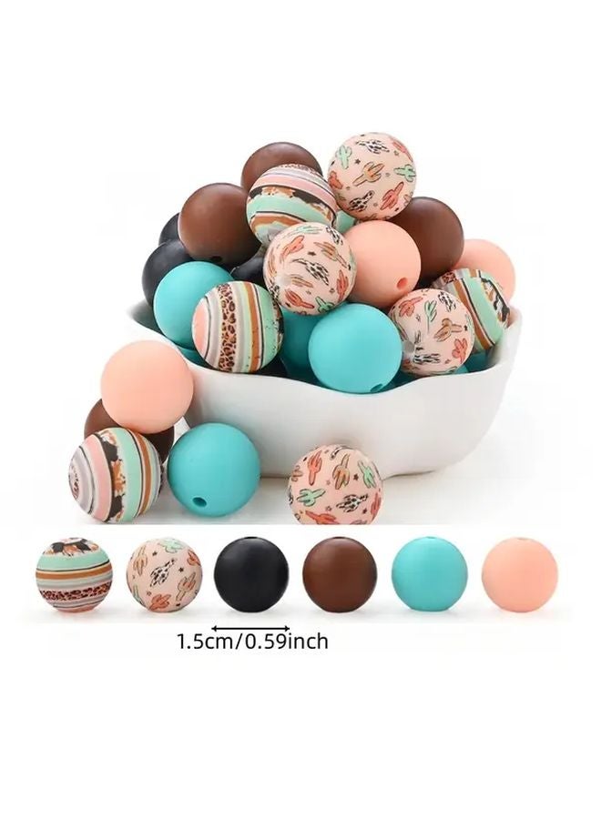 Style 1 Non Toxic Silicone Beads Set Multi Color Patterns for DIY Jewelry Making Crafts - Image 5