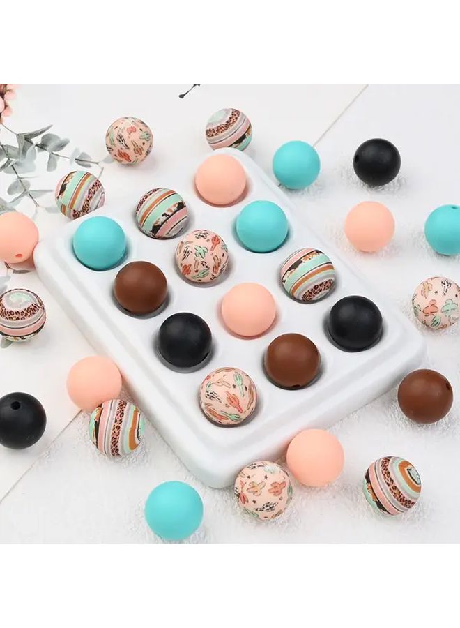 Style 1 Non Toxic Silicone Beads Set Multi Color Patterns for DIY Jewelry Making Crafts - Image 3