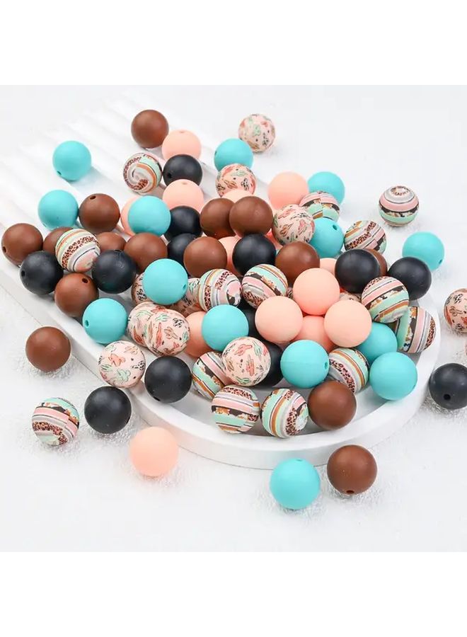 Style 1 Non Toxic Silicone Beads Set Multi Color Patterns for DIY Jewelry Making Crafts - Image 4