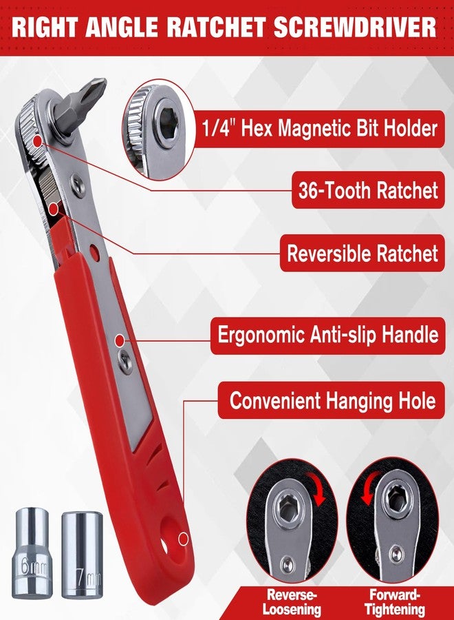 مجموعة مفكات براغي LEONTOOL ذات السقاطة بزاوية قائمة، مكونة من 17 قطعة، مفكات براغي بزاوية 90 درجة للمساحات الضيقة، مجموعة مفكات براغي صغيرة قابلة للعكس، 36 سنًا، مع رؤوس ومقابس فيليبس/بوزيدريف/مشقوقة/توركس 1/4 بوصة - Image 5