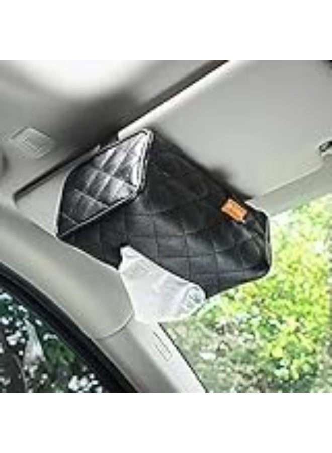 Premium Leather Car Tissue Holder – Hanger for Headrest and Sunshade, Practical & Stylish Tissue Box Organizer for Cars - Image 2