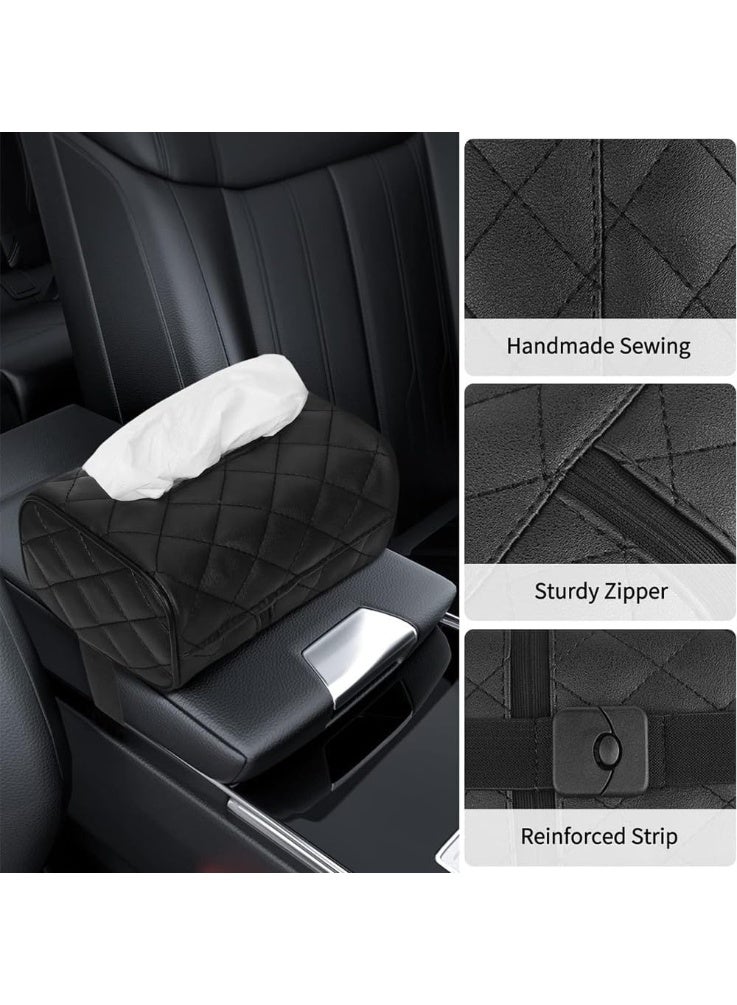 Premium Leather Car Tissue Holder – Hanger for Headrest and Sunshade, Practical & Stylish Tissue Box Organizer for Cars - Image 3