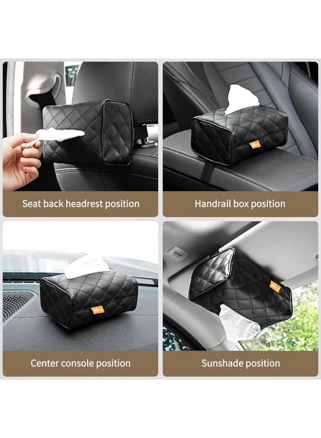 Premium Leather Car Tissue Holder – Hanger for Headrest and Sunshade, Practical & Stylish Tissue Box Organizer for Cars - Image 4