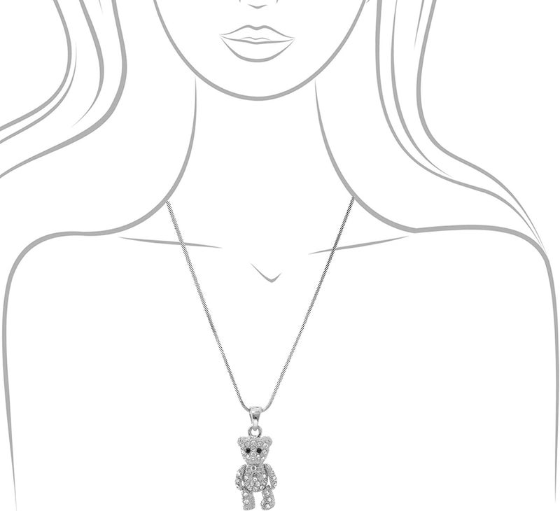 SpinningDaisy Crystals Silver Plated Movable Teddy Bear Necklace - Image 5