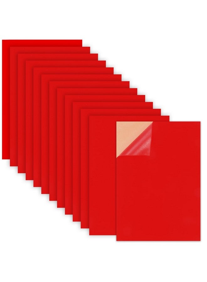 Caydo 12 Pieces Red Self Adhesive Felt Sheets Soft Velvet Felt Sheets With Adhesive Backing For Art And Crafts Making Jewelry Box And Drawer Liner (A4 Size) - Image 1