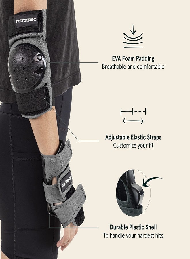 Retrospec Knee Pads, Elbow Pads & Wrist Guards for Men, Women & Kids - Protective Gear for Skateboarding, Roller Skate, Rollerblade, BMX & Scooter - Multi Sport Pad Set - Graphite - Child (3-9 Years) - Image 2