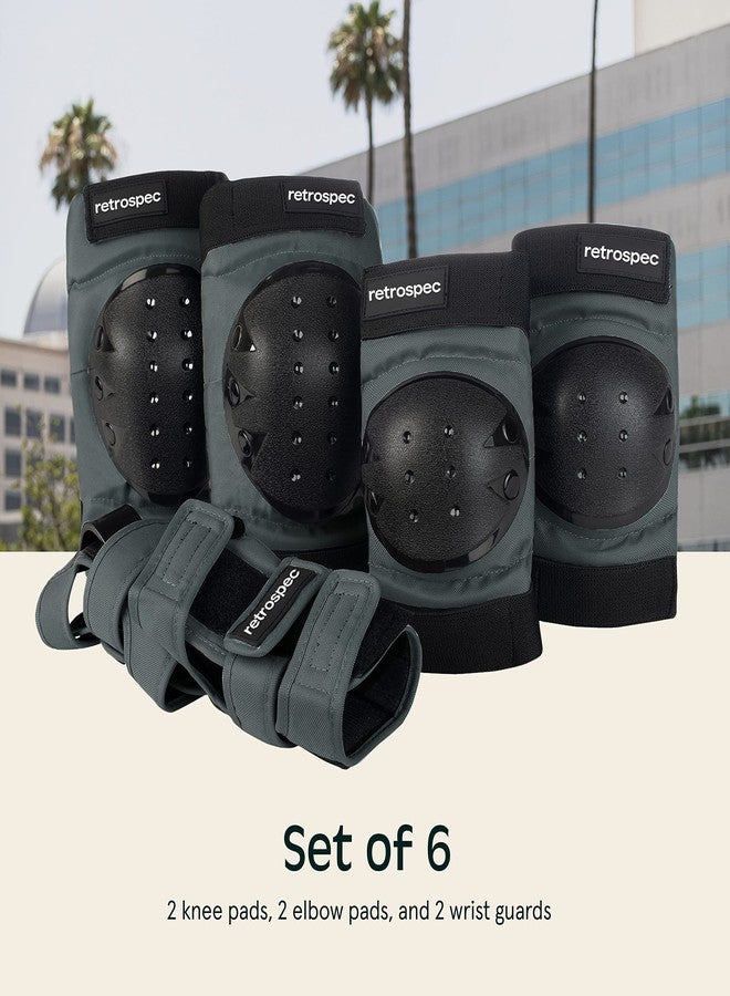 Retrospec Knee Pads, Elbow Pads & Wrist Guards for Men, Women & Kids - Protective Gear for Skateboarding, Roller Skate, Rollerblade, BMX & Scooter - Multi Sport Pad Set - Graphite - Child (3-9 Years) - Image 4