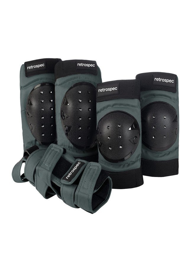Retrospec Knee Pads, Elbow Pads & Wrist Guards for Men, Women & Kids - Protective Gear for Skateboarding, Roller Skate, Rollerblade, BMX & Scooter - Multi Sport Pad Set - Graphite - Child (3-9 Years) - Image 1