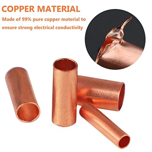 Teansic 250Pcs Wire Ferrules Kit 7 Size Copper Crimp Connector Non Insulated Electrical Butt Terminal Assortment Kit - Image 4