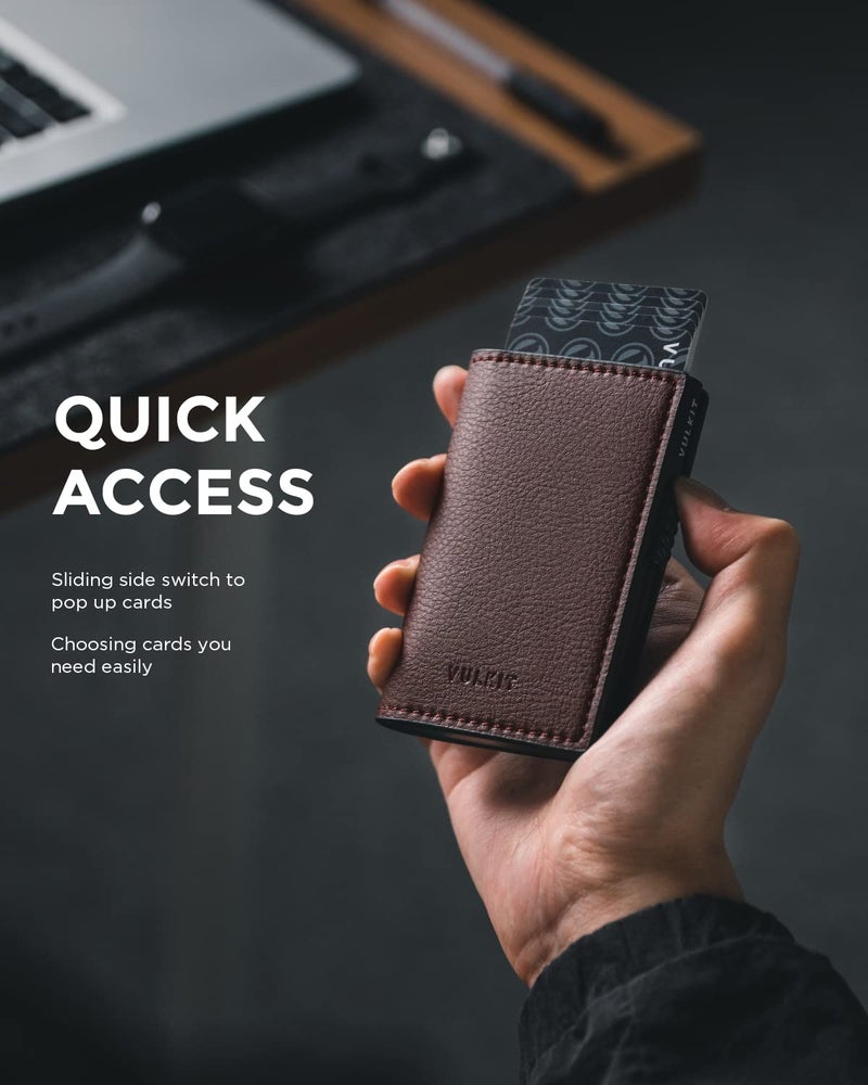VULKIT محفظة حامل بطاقات فالكيت المينيمالية مع حماية RFID تحمل حتى 10 بطاقات - Image 2