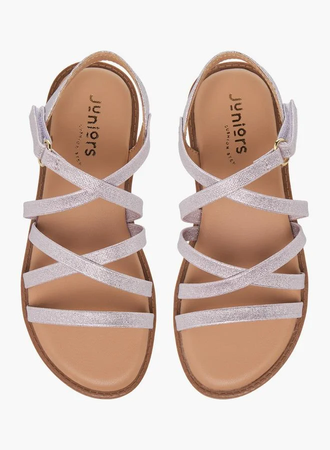 JUNIORS Girls Cross Strap Hook And Loop Sandals