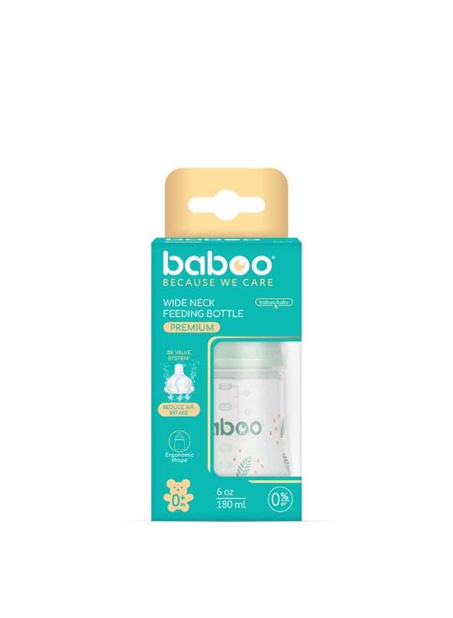 Baboo Anti-Colic Wide Neck Bottle | (6 Oz) Newborn Anti-Colic Baby Bottle with Natural Response Nipple Suitable for 0+ Months | Wide Neck Cap with Baby Bottle, Easy to Clean 180ml (Peachy Keen)