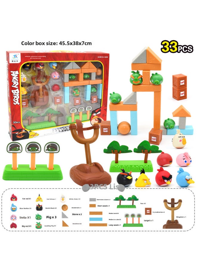 Genuine Angry Birds Toys Suit Boys Interactive Puzzle Scenes Build A Full Set Of Ejection Children's Toys-Color:669-3 Angry Birds 33PCs - Image 1