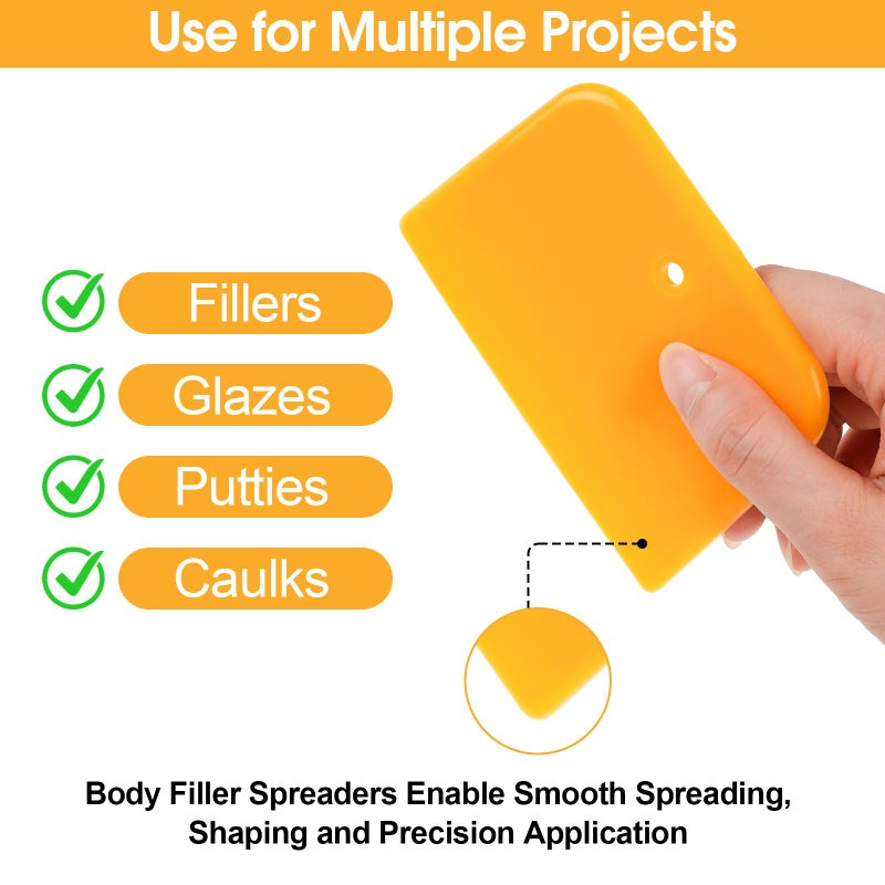 PEASUG Body Filler Spreader, 9 Pack Reusable Plastic Spreader Tool for Automotive Body Applying Fillers, Putties, Glazes, Caulks - Autobody Paint Repairs, 3 Each 4", 5" and 6" - Image 3