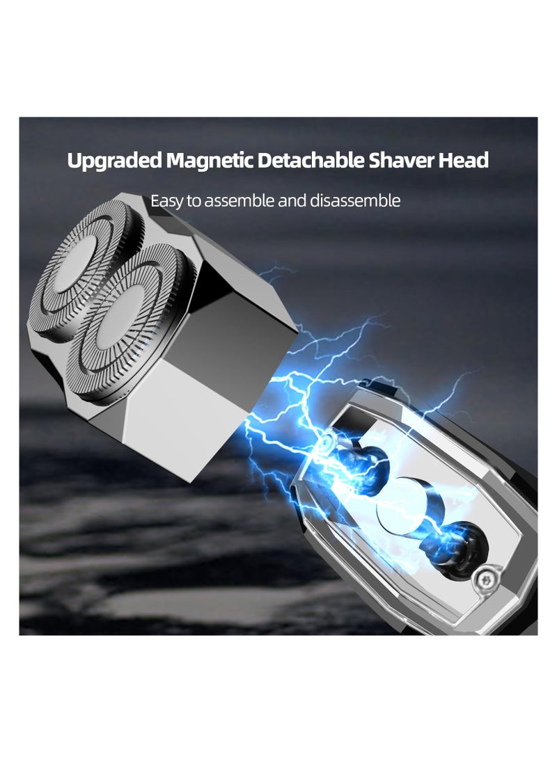 KASTWAVE Mini Electric Shaver, Portable Cyberpunk Electric Razor for Men, IPX7 Waterproof Travel Shaver with Smart Display, Wet & Dry Shaving, Rechargeable Cordless Rotary Shaver for Home, Office, Car, Gifts - Image 5