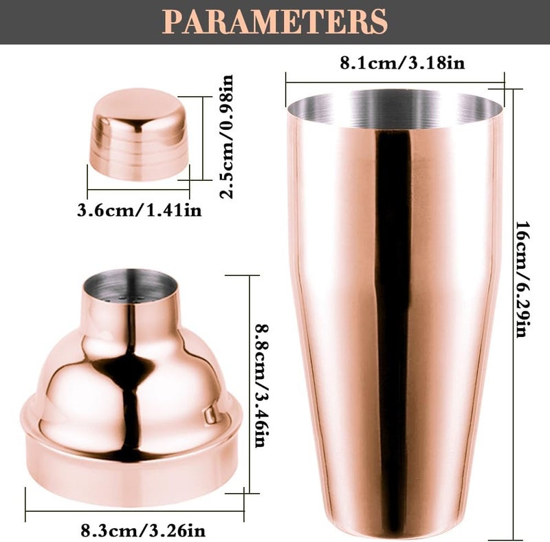 NewGF Cocktail Shaker,25 oz Drink Mixer with Built-in Strainer for Mixing Drinks Margaritas,Beginner Friendly Stainless Steel Mixer Bar Utensil Tool(rose) - Image 2