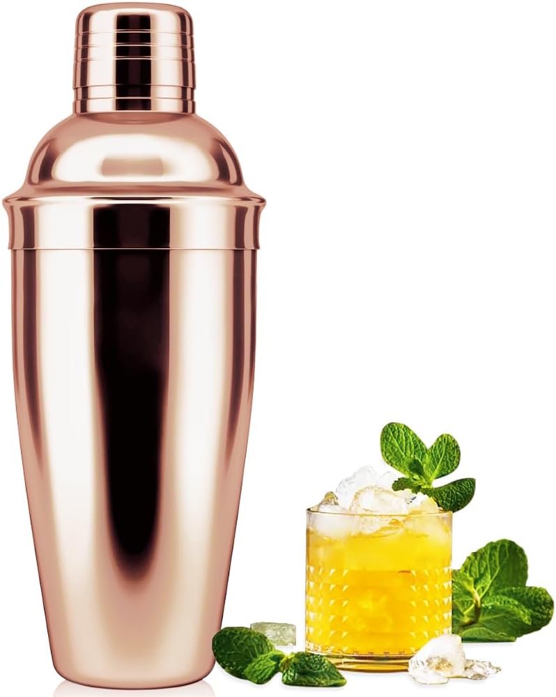 NewGF Cocktail Shaker,25 oz Drink Mixer with Built-in Strainer for Mixing Drinks Margaritas,Beginner Friendly Stainless Steel Mixer Bar Utensil Tool(rose) - Image 1