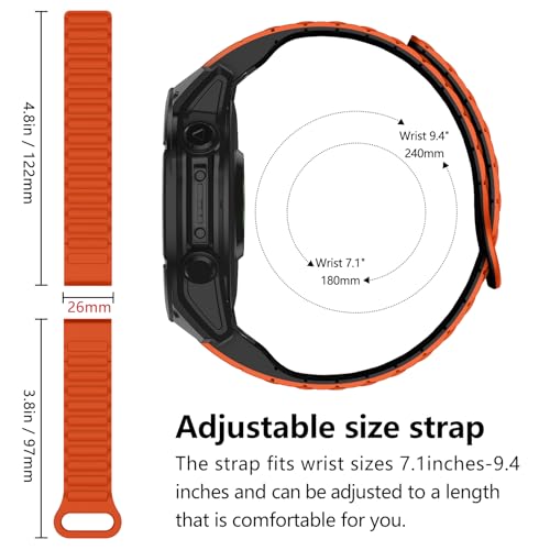 MYSNBKN Watch Bands Compatible with Garmin Fenix 8 51mm/Fenix 7X/Fenix 6X,26mm Double Sided Silicone Magnetic Watch Band Soft Sport Strap for Garmin Fenix 7X Pro/Fenix 6X Pro/Fenix 5X Plus Smart Watch - Image 5