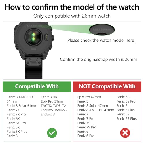 MYSNBKN Watch Bands Compatible with Garmin Fenix 8 51mm/Fenix 7X/Fenix 6X,26mm Double Sided Silicone Magnetic Watch Band Soft Sport Strap for Garmin Fenix 7X Pro/Fenix 6X Pro/Fenix 5X Plus Smart Watch - Image 4