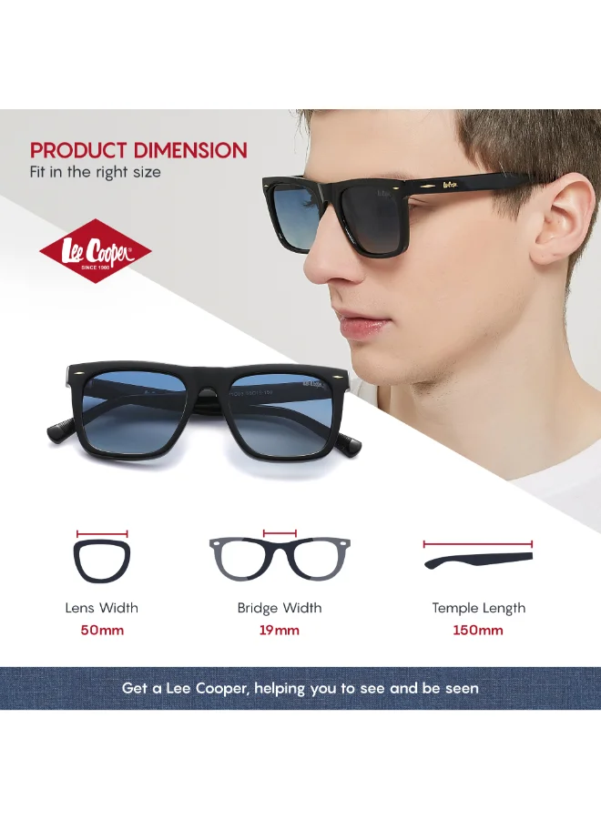 Lee Cooper Polarized Sunglasses Shiny Black Frame Gr. Blue Mirror Lens 50mm  - LC1021C03