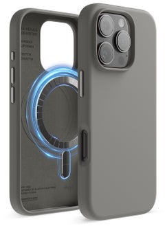 Elago Magnetic Liquid Silicone for iPhone 16 Pro MAX Case Cover Compatible with MagSafe Shockproof - Medium Gray  - Image 1