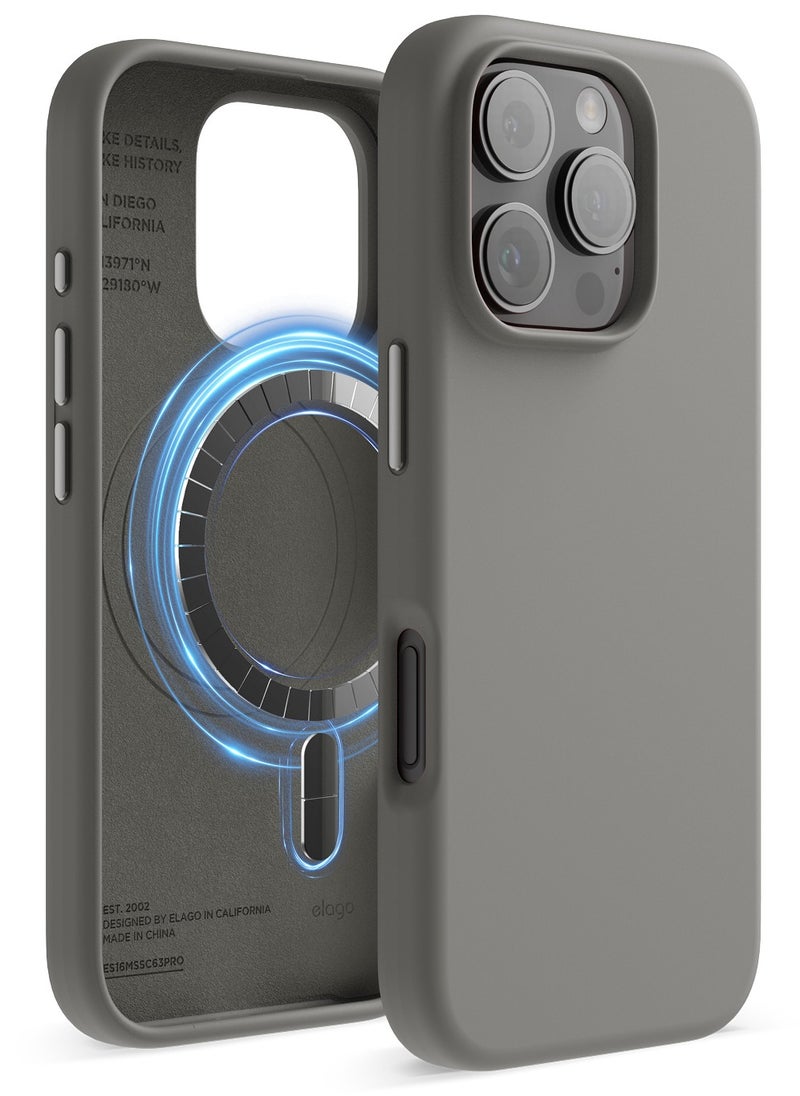 Elago - Magnetic Liquid Silicone for iPhone 16 Pro MAX Case Cover Compatible with MagSafe Shockproof - Medium Gray - Image 1