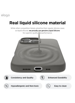 Elago Magnetic Liquid Silicone for iPhone 16 Pro MAX Case Cover Compatible with MagSafe Shockproof - Medium Gray  - Image 3