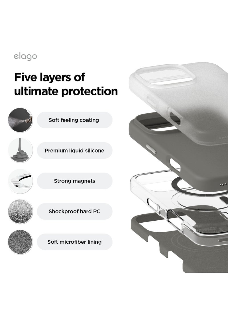 Elago - Magnetic Liquid Silicone for iPhone 16 Pro MAX Case Cover Compatible with MagSafe Shockproof - Medium Gray - Image 1