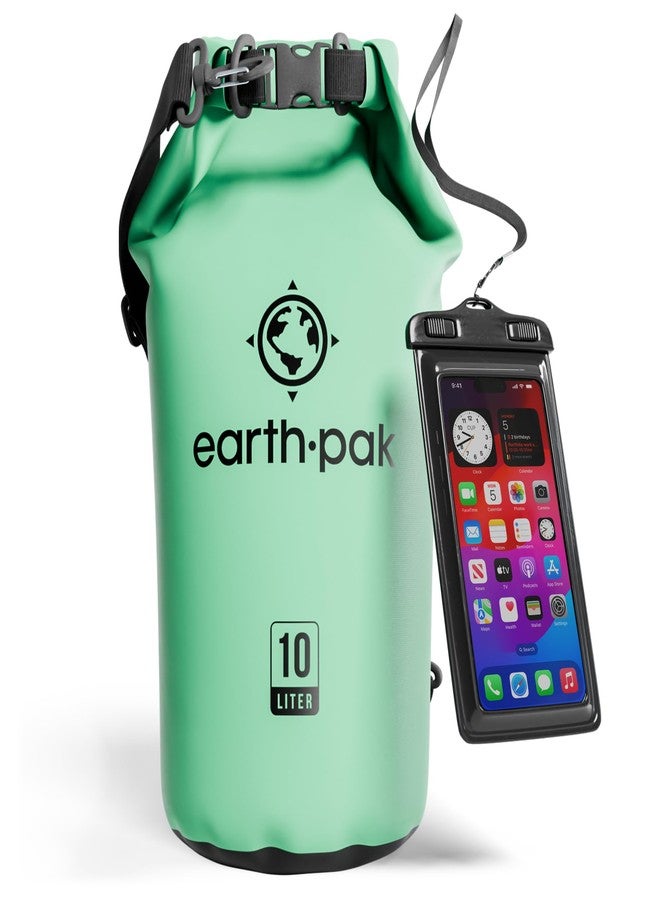 Earth Pak حقيبة ظهر جافة من إيرث باك سعة 10 لتر - حقيبة ظهر مقاومة للماء قابلة للطي مع حافظة هاتف مقاومة للماء - Image 1