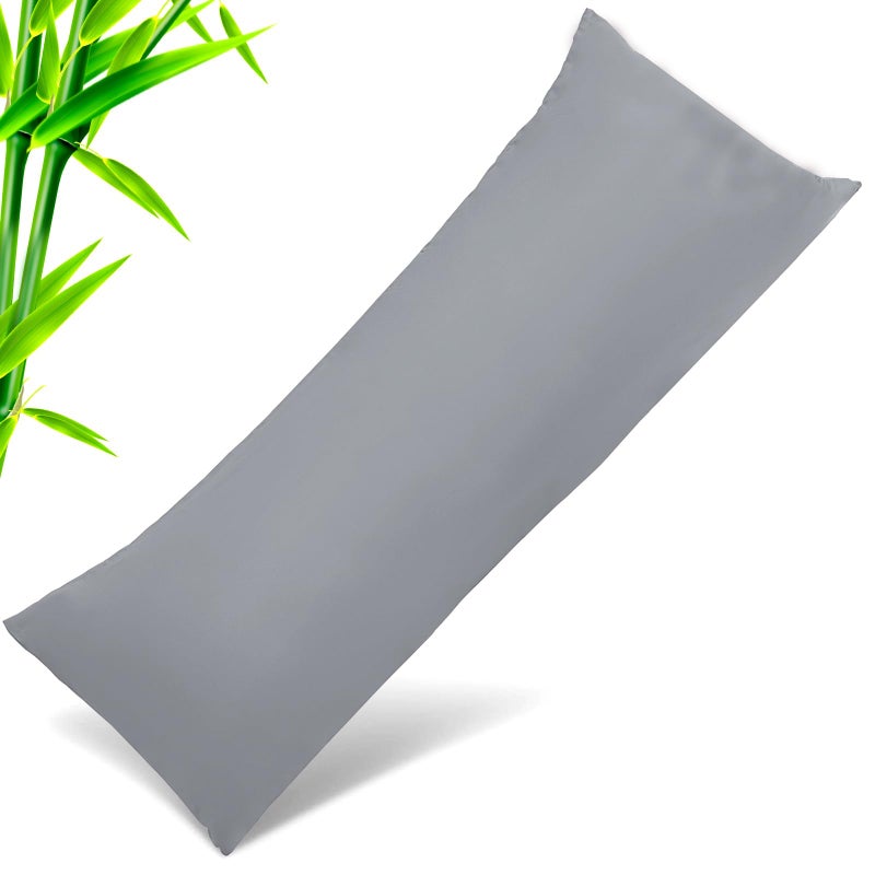 Body Cooling Pillow Cases Cover Bamboo Rayon Pillowcases with Zipper Closure Cool  Breathable Pillow Case for Hot Sleepers and Night Sweats 20x54 inches Sliver Grey