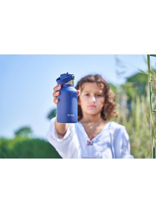 Moya 'Seashell' 350ml Insulated Sustainable Water Bottle Navy - Image 2