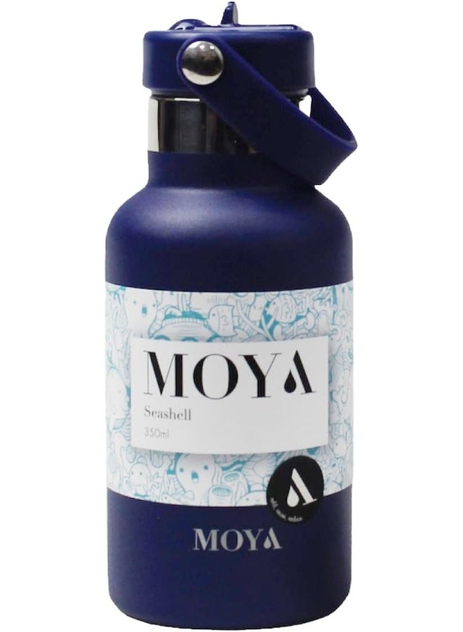 Moya 'Seashell' 350ml Insulated Sustainable Water Bottle Navy - Image 1