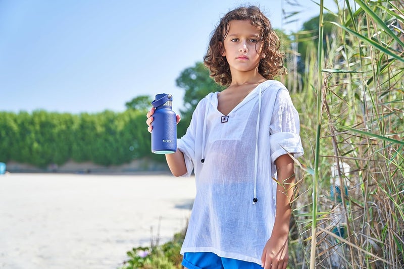 Moya 'Seashell' 350ml Insulated Sustainable Water Bottle Navy - Image 3