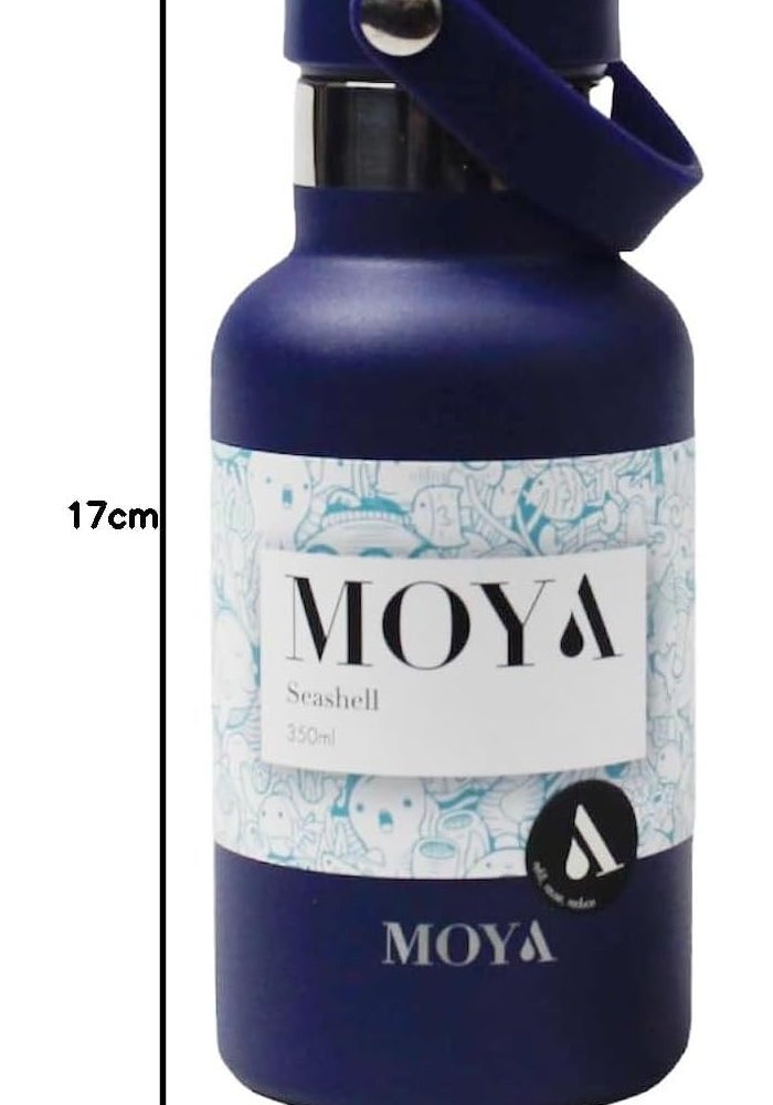 Moya 'Seashell' 350ml Insulated Sustainable Water Bottle Navy - Image 5