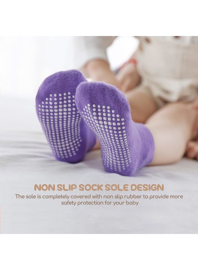 Aroveea Non Slip Grip Ankle Baby Socks 12 Pack for Toddler Boys and Girls Kids,Infant Cute Cotton Baby Socks, Rainbow1, 1-3 Years - Image 4