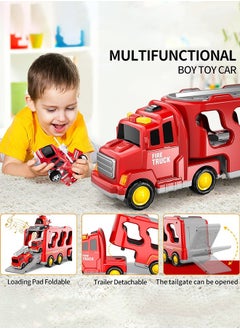 Toddler Carrier Truck Transport Vehicles Toys - 5 in 1 Toys for 3 4 5 6 7 Year Old Boys, Kids Toy Cars for Toddlers 1-3, Friction Power Set for Kids 3-9, Christmas for 3+ (5 in 1 Fire Truck) - pzsku/ZF73CB4AA888EB7617FA3Z/45/_/1736239455/b746c1f9-d27a-426d-a810-c194b19abe93