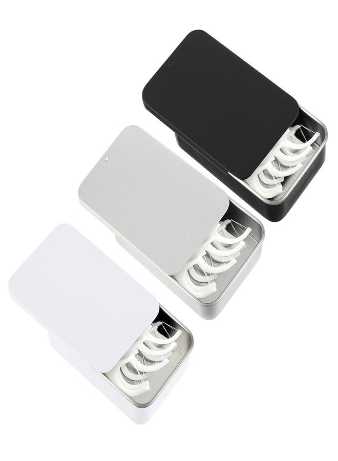 WY LIGHTING LEVEL 3 Pcs Small Dental Floss Case Metal Portable Compact Pick Dispenser Tin Sliding Refillable Flosser Organizer Box Mini Holder for Pill Oral Care Travel Hotels Dating Dinners Teeth Cleaning - Image 1