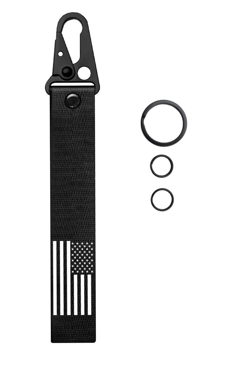 Dsycar American Flag Keychain Key Lanyard Car Motorcycle Keychain with 3 Key Ring Premium Quality Key Tag for Motorcycles Scooters ATV UTV and Gifts