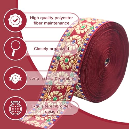 PEARLY JUN 7 Yards Siam Jacquard Ribbon Trim for Wewing Embroidered Ribbon Fabric Trim for Decorative Curtain DIY Sewing Crafting Embellishments Clothing Home Decor Gift Wrapping - Image 5