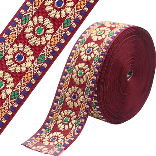 PEARLY JUN 7 Yards Siam Jacquard Ribbon Trim for Wewing Embroidered Ribbon Fabric Trim for Decorative Curtain DIY Sewing Crafting Embellishments Clothing Home Decor Gift Wrapping - Image 1
