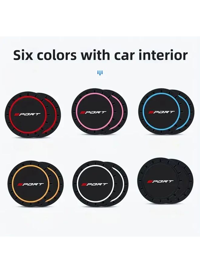 Pink 2pcs Car Water Cup Mat Set Scratch Resistant Shock Absorbing Anti Slip - Image 4