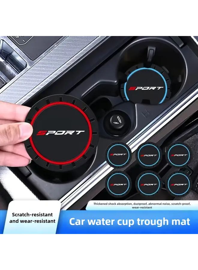 Pink 2pcs Car Water Cup Mat Set Scratch Resistant Shock Absorbing Anti Slip - Image 1